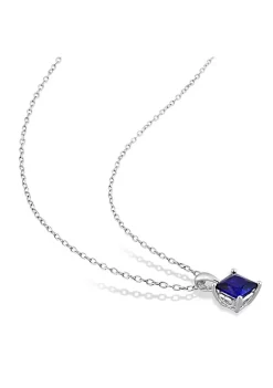 Brand new ⌛ Lab Created 2-Piece Set of 4 ct. t.g.w. Created Blue Sapphire Solitaire Earrings and Pendant with Chain in Sterling Silver by Belk & Co. 🧨 -DealsBelk & Co. Store Belk 26150