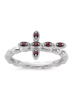 Best reviews of 🥰 1/8 ct. t.w. Garnet Stackable Expressions Rhodium Plated Cross Ring in Sterling Silver by Belk & Co. 👏