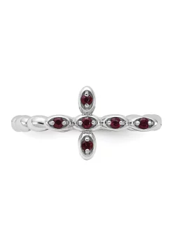 Best reviews of 🥰 1/8 ct. t.w. Garnet Stackable Expressions Rhodium Plated Cross Ring in Sterling Silver by Belk & Co. 👏 -DealsBelk & Co. Store Belk 26155