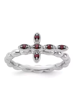 Best reviews of 🥰 1/8 ct. t.w. Garnet Stackable Expressions Rhodium Plated Cross Ring in Sterling Silver by Belk & Co. 👏 -DealsBelk & Co. Store Belk 26156