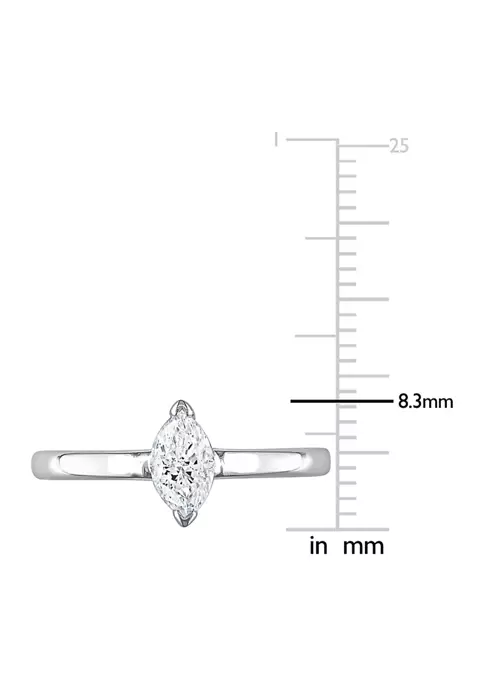 Promo 🌟 1/2 CT TW Marquise-Cut Diamond Solitaire Engagement Ring in 14k White Gold by Belk & Co. ✨ 4 Promo 🌟 1/2 CT TW Marquise-Cut Diamond Solitaire Engagement Ring in 14k White Gold by Belk & Co. ✨ - Image 4