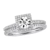 Best Pirce 🔥 1/4 ct. t.w. Diamond Square Halo Bridal Ring Set in 10k White Gold by Belk & Co. 😍