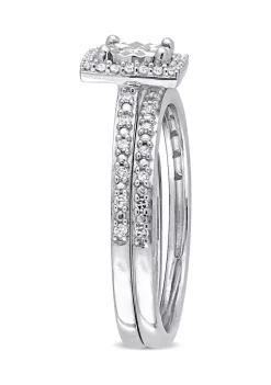 Best Pirce 🔥 1/4 ct. t.w. Diamond Square Halo Bridal Ring Set in 10k White Gold by Belk & Co. 😍 -DealsBelk & Co. Store Belk 26179