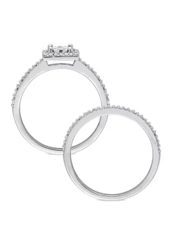 Best Pirce 🔥 1/4 ct. t.w. Diamond Square Halo Bridal Ring Set in 10k White Gold by Belk & Co. 😍 -DealsBelk & Co. Store Belk 26181