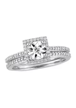 Best Pirce 🔥 1/4 ct. t.w. Diamond Square Halo Bridal Ring Set in 10k White Gold by Belk & Co. 😍 -DealsBelk & Co. Store Belk 26182