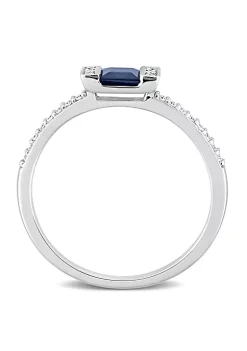 Discount 🔔 Princess Cut Sapphire and 1/10 Ct TW Diamond Ring in 14k White Gold by Belk & Co. 👏 -DealsBelk & Co. Store Belk 26184
