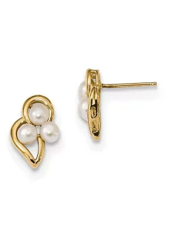 New 🎉 14K Yellow Gold 3-4mm White Button Freshwater Cultured Pearl Post Earrings by Belk & Co. ✔️ -DealsBelk & Co. Store Belk 26218