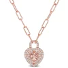 Coupon 😍 1.61 ct. t.g.w. Morganite and White Topaz Halo Heart Pendant in 18K Rose Gold Plated Sterling Silver by Belk & Co. 😀