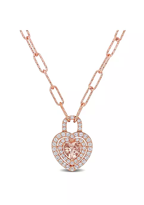 Coupon 😍 1.61 ct. t.g.w. Morganite and White Topaz Halo Heart Pendant in 18K Rose Gold Plated Sterling Silver by Belk & Co. 😀 1 Coupon 😍 1.61 ct. t.g.w. Morganite and White Topaz Halo Heart Pendant in 18K Rose Gold Plated Sterling Silver by Belk & Co. 😀
