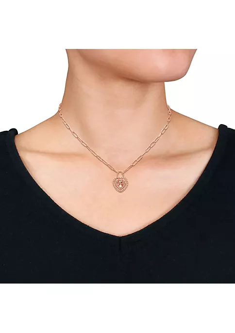 Coupon 😍 1.61 ct. t.g.w. Morganite and White Topaz Halo Heart Pendant in 18K Rose Gold Plated Sterling Silver by Belk & Co. 😀 2 Coupon 😍 1.61 ct. t.g.w. Morganite and White Topaz Halo Heart Pendant in 18K Rose Gold Plated Sterling Silver by Belk & Co. 😀 - Image 2