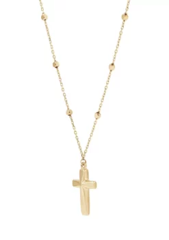 Flash Sale ⌛ Cross with Beads Station Necklace in 10K Yellow Gold by Belk & Co. 😍 -DealsBelk & Co. Store Belk 2624