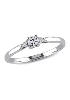 New 🔥 Lab Created 1/4 CT TGW Created White Sapphire and Diamond Accent Ring in Sterling Silver by Belk & Co. 🎉