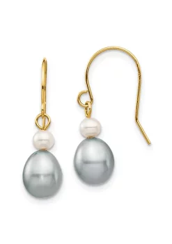 Top 10 😉 14K Yellow Gold 4-7mm White/Grey Round/Rice Freshwater Cultured Pearl Dangle Earrings by Belk & Co. 💯 -DealsBelk & Co. Store Belk 26252