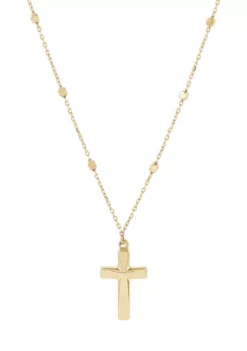 Flash Sale ⌛ Cross with Beads Station Necklace in 10K Yellow Gold by Belk & Co. 😍 -DealsBelk & Co. Store Belk 2626