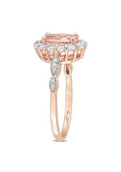 Coupon 🥰 1.78 ct. t.g.w. Morganite and Diamond Accent Halo Engagement Ring in 14K Rose Gold by Belk & Co. ❤️ -DealsBelk & Co. Store Belk 26274