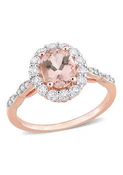Coupon 🥰 1.78 ct. t.g.w. Morganite and Diamond Accent Halo Engagement Ring in 14K Rose Gold by Belk & Co. ❤️ -DealsBelk & Co. Store Belk 26276