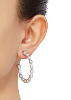 Deals 👏 Freshwater Pearl Hoop Earrings in Sterling Silver by Belk & Co. 😍 -DealsBelk & Co. Store Belk 2629