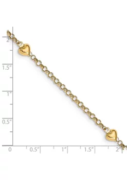 Budget 🛒 14K Yellow Gold Puff Heart 10 Inch Anklet by Belk & Co. 😀 -DealsBelk & Co. Store Belk 26304