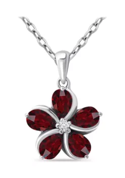 Wholesale ๐ 2.04 ct. t.w. Garnet and White Topaz Flower Pendant on 18 Inch Chain, Sterling Silver by Belk & Co. ๐ฅ