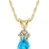 Best reviews of 🔔 14K Gold 7x5 Pear Shape Blue Topaz Diamond Accent Pendant by Belk & Co. 🤩