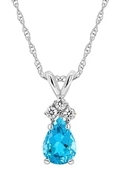 Best reviews of 🔔 14K Gold 7x5 Pear Shape Blue Topaz Diamond Accent Pendant by Belk & Co. 🤩 -DealsBelk & Co. Store Belk 26313