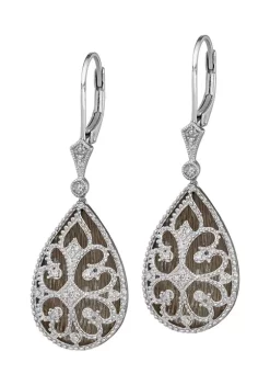 Buy 🛒 1/8 ct. t.w. Diamond Filigree Teardrop Lever Back Earrings in Rhodium Plated Sterling Silver by Belk & Co. 🎁 -DealsBelk & Co. Store Belk 26321