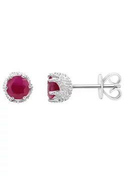 Cheap 🔔 Sterling Silver 5mm Round Ruby Stud Earrings by Belk & Co. 🤩