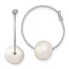 Brand new ✨ Sterling Silver Rhodium-plated 8-9mm Round Freshwater Cultured Pearl Hoop Earrings by Belk & Co. 🌟