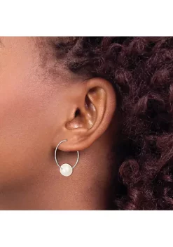Brand new ✨ Sterling Silver Rhodium-plated 8-9mm Round Freshwater Cultured Pearl Hoop Earrings by Belk & Co. 🌟 -DealsBelk & Co. Store Belk 26366
