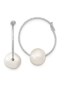 Brand new ✨ Sterling Silver Rhodium-plated 8-9mm Round Freshwater Cultured Pearl Hoop Earrings by Belk & Co. 🌟 -DealsBelk & Co. Store Belk 26369