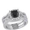 Buy 🔥 1.5 ct. t.w. Black and White Diamond Halo 3 Piece Bridal Set in 10K White Gold by Belk & Co. 🎉