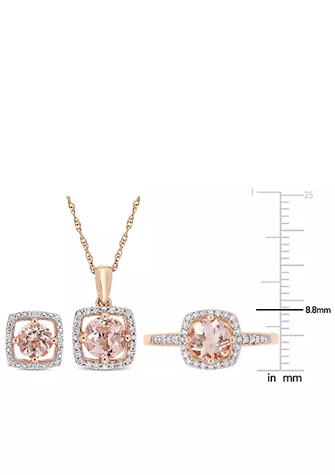 Promo ๐ฅฐ Morganite and 1/3 CT TW Diamond Square Halo Stud Earrings, Pendant with Chain and Ring Set in 10K Rose Gold by Belk & Co. ๐ 4 Promo ๐ฅฐ Morganite and 1/3 CT TW Diamond Square Halo Stud Earrings, Pendant with Chain and Ring Set in 10K Rose Gold by Belk & Co. ๐ - Image 4