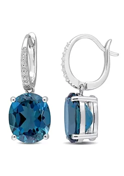Cheap 😀 10.14 ct. t.g.w. London Blue Topaz and 1/10 ct. t.w. Diamond Earrings in 14K White Gold by Belk & Co. 🎁