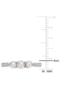 Outlet 🌟 3-4MM Cultured Freshwater Pearl and Diamond Accent 3-Stone Ring in 14k White Gold by Belk & Co. 💯 -DealsBelk & Co. Store Belk 26415