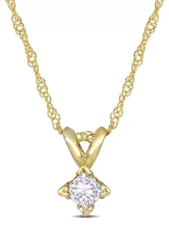 Buy 🛒 1/5 ct. t.w. Princess Cut Diamond Solitaire Pendant with Chain in 14k Yellow Gold by Belk & Co. ⭐ -DealsBelk & Co. Store Belk 26424