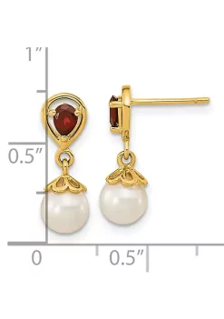 Buy 😍 3.2 ct. t.w. Mozambique Garnet and 6-7mm Freshwater Cultured Pearl Dangle Post Earrings in 14K Yellow Gold by Belk & Co. 🔥 -DealsBelk & Co. Store Belk 26432