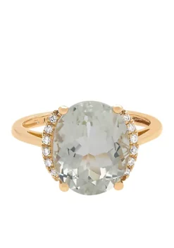 Deals 🤩 5 ct. t.w. Green Amethyst and Diamond Oval Ring in 10k Yellow Gold by Belk & Co. 🎉 -DealsBelk & Co. Store Belk 2644