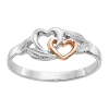 Outlet ⌛ 14K White and Rose Gold Plated Polished Hearts and Leaves Ring by Belk & Co. ⌛