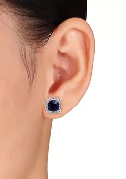 Top 10 ⭐ Lab Created 4.88 ct. t.g.w. Created Blue and White Sapphire Stud Earrings in Sterling Silver by Belk & Co. ❤️ -DealsBelk & Co. Store Belk 26455