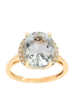 Deals 🤩 5 ct. t.w. Green Amethyst and Diamond Oval Ring in 10k Yellow Gold by Belk & Co. 🎉 -DealsBelk & Co. Store Belk 2646