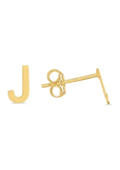 Buy 💯 14KY Yellow Gold Initial-J Post Earring by Belk & Co. 😍