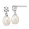 Buy 👍 2.64 ct. t.w. White Topaz and Freshwater Cultured Pearl Rhodium-plated 7-10mm White Teardrop Earrings in Sterling Silver by Belk & Co. 🧨