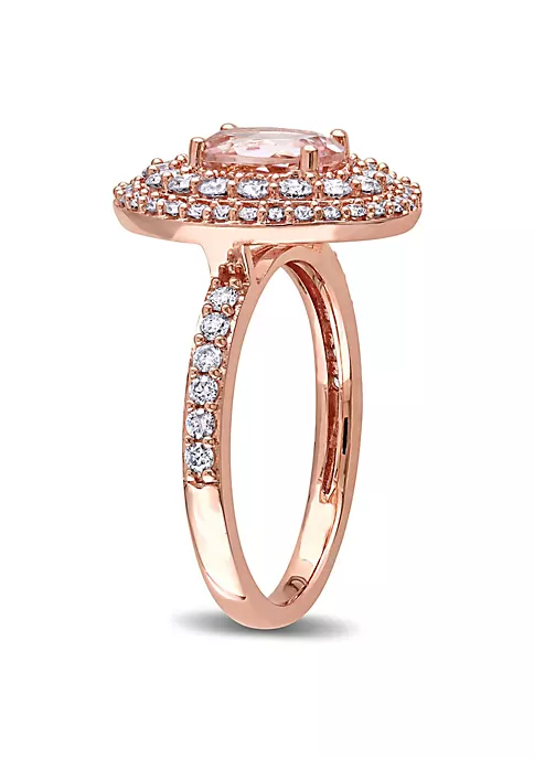 Cheap ๐ Oval-Cut Morganite and 7/8 CT TW Diamond Double Halo Ring in 14k Rose Gold by Belk & Co. ๐ 2 Cheap ๐ Oval-Cut Morganite and 7/8 CT TW Diamond Double Halo Ring in 14k Rose Gold by Belk & Co. ๐ - Image 2