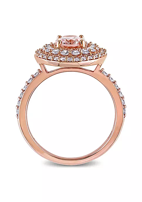 Cheap ๐ Oval-Cut Morganite and 7/8 CT TW Diamond Double Halo Ring in 14k Rose Gold by Belk & Co. ๐ 3 Cheap ๐ Oval-Cut Morganite and 7/8 CT TW Diamond Double Halo Ring in 14k Rose Gold by Belk & Co. ๐ - Image 3