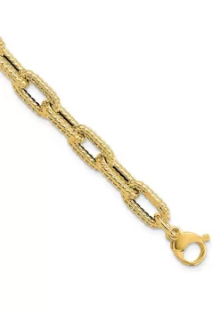 Outlet 🛒 14K Yellow Gold Textured Hollow Fancy Link Bracelet by Belk & Co. 🎁