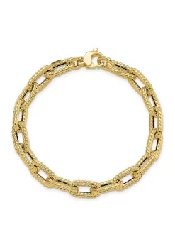 Outlet 🛒 14K Yellow Gold Textured Hollow Fancy Link Bracelet by Belk & Co. 🎁 -DealsBelk & Co. Store Belk 26491