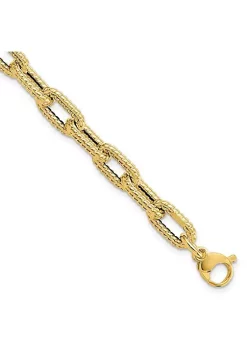 Outlet 🛒 14K Yellow Gold Textured Hollow Fancy Link Bracelet by Belk & Co. 🎁 -DealsBelk & Co. Store Belk 26493