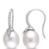 Discount ⭐ Pearl and 1/5 ct. t.w. Diamond Drop Earrings in 14K White Gold by Belk & Co. 🎁