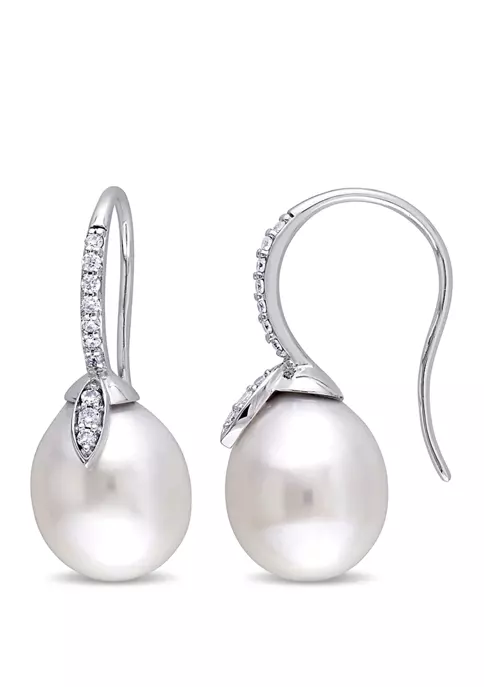 Discount โญ Pearl and 1/5 ct. t.w. Diamond Drop Earrings in 14K White Gold by Belk & Co. ๐ 1 Discount โญ Pearl and 1/5 ct. t.w. Diamond Drop Earrings in 14K White Gold by Belk & Co. ๐