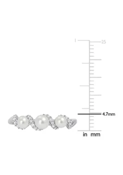 Top 10 🤩 Lab Created Cultured Freshwater Pearl and 1/4 CT TGW Created White Sapphire Swirl Ring in Sterling Silver by Belk & Co. 💯 -DealsBelk & Co. Store Belk 2651